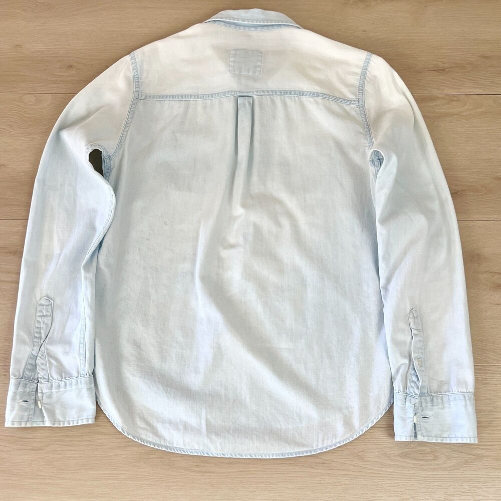 Abercrombie & Fitch 100% Cotton Light Blue Denim Quarter Button-up Shirt Sz S - Picture 8 of 16